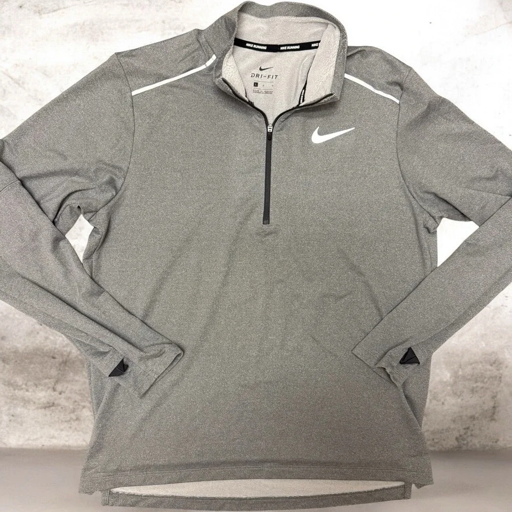Nike Running Dri-FIT 1/4 Zip Pullover Gray‎ Long Sleeve Men's L